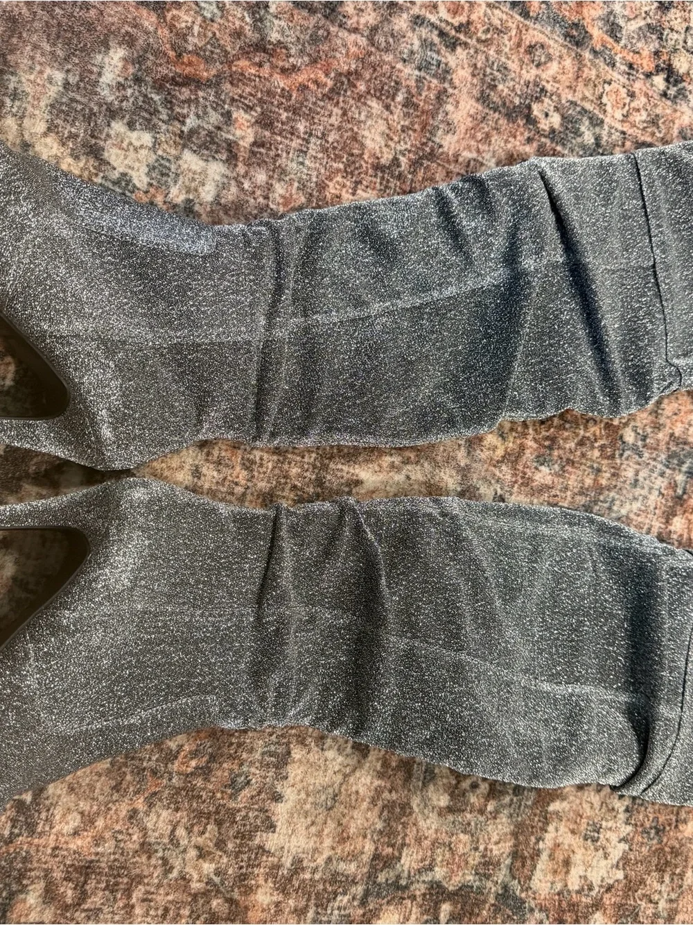 Barely worn Glitter Over-the-Knee Stiletto Boots - Silver